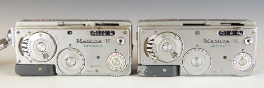 Two Mamiya 16 Automatic miniature spy cameras