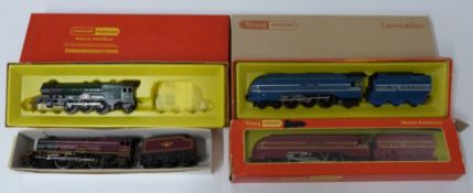 Four Tri-ang Hornby 00 gauge model railway LMS Coronation and Princess Class locomotives, all in