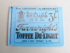 George V three shilling stamp booklet advertising Turnwright's Toffee Delight