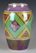 Art Deco Burleigh Ware lustre vase with geometric decoration, H16cm