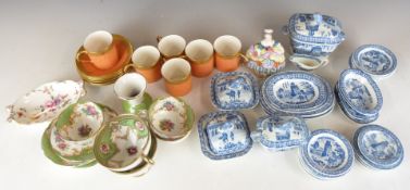 Royal Worcester coffee cans, 19thC blue and white miniature tea ware etc