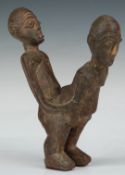 African carved fetish / fertility figure of a conjoined couple, H17cm