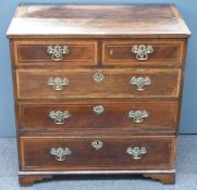 Georgian bachelor's chest of two over three drawers with crossbanded and inlaid decoration, W83 x