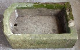 Natural stone D end trough or sink, L69 x W44 x H21cm