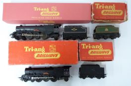 Two Tri-ang 00 gauge model railway Princess Class locomotives together with an additional tender,