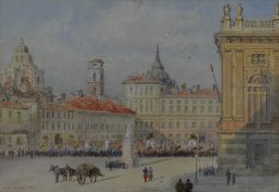 Major John Whitacre Allen (British 1859-1966) watercolour 'Turin in May 1859, French Lancers