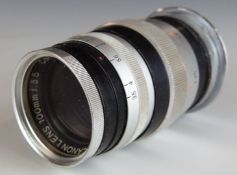 Canon 100mm f 3.5 camera lens with Leica type screw mount