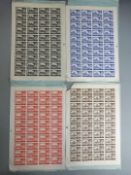 Great Britain Castle stamps 1955-68, four complete mint sheets 2/6d, 5s, 10s and £1, cylinder