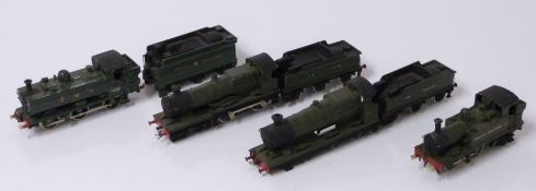 Four 00 gauge model railway GWR locomotives including Skylark, 14xx tank etc.