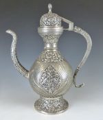 Eastern white metal ewer, H35cm