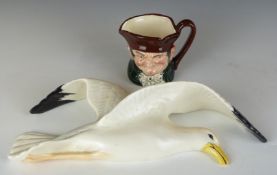 Beswick retro/ mid century modern/ kitsch seagull wall plaque, model no 658-2 and a Royal Doulton