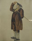 19thC watercolour portrait of a man, script verso John Charles Wood of Epsom, Surrey, died June 5