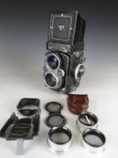Rolleiflex 3.5F TLR camera, serial number 2212798, together with Rolleinar lenses, lens hood etc