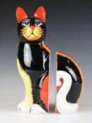 Lorna Bailey two part cat bookend, H26cm
