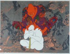 Hideo Takeda (Japanese b1948) signed limited edition 83/185 Japanese print 'Death of Taira