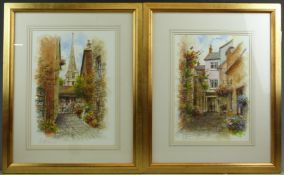 Alex Jawdokimov (b1937) pair of watercolours of Stroud town scenes, both signed lower left and dated