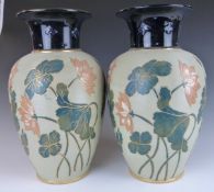 Langley pair of vases with floral and gilt decoration, H31cm