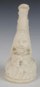 A 19thC parian ware figural candlesnuffer, possibly Goss, H8cm