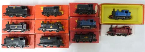 Eleven Tri-ang and Tri-ang Hornby 00 gauge model railway locomotives including Dock Shunter,