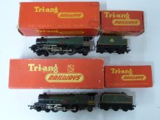 Two Tri-ang and Tri-ang Hornby 00 gauge model railway LMS Princess Class locomotives, both in