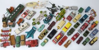 Forty Dinky Toys diecast vehicles including Corvette Stingray, UFO Interceptor and Thunderbird 2.