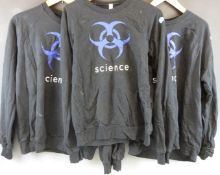 Three black Damien Hirst/ Science sweatshirts with Hirst spot design to sleeves and logos front