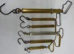 Six Salter fish weighing spring balances, comprising 60, four 40 and one 30lb examples