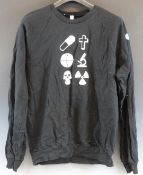 A black Damien Hirst/ Science sweatshirt with Hirst spot design to sleeve and logos front and
