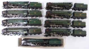 Nine Tri-ang, Hornby and similar 00 gauge model railway BR 4-6-2 Britannia locomotives.
