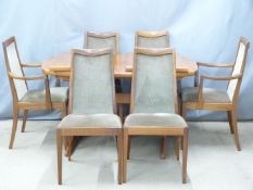 G Plan style light elm or ash extending dining table with two additional leaves, W135 x D90 x H74cm,