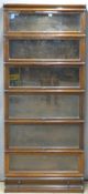 Globe Wernicke style six section glazed bookcase with drawer to base, W86 x D25 x H204cm