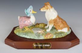 Beswick Beatrix Potter limited edition tableau Kep and Jemima, with certificate numbered 1410 and