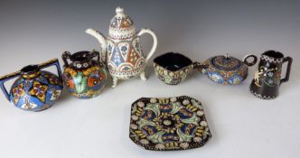 A collection of Swiss Thune pottery, tallest 19cm