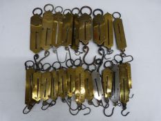 Twenty one Salter spring balances including No 00, Hughes's, GPO, parcel and letter examples and one