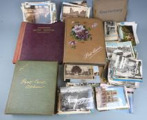 Three albums and various loose postcards to include Hindhead, Vanguard motor accident Handcross July