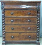 Victorian mahogany chest of five drawers with rope twist decoration, W107 x D54 x H123cm