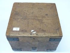 A metal bound twin handled oak box, W45cm