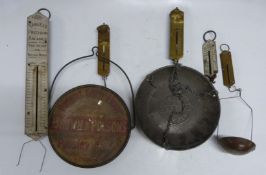 Five advertising and other Salter spring balances comprising Samuel's precision balance for precious