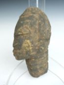 African carved stone bust, probably Yoruba, H19cm
