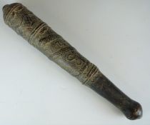 A 19th/20thC oriental possibly Chinese bronze cosh or club with relief moulded snake decoration,