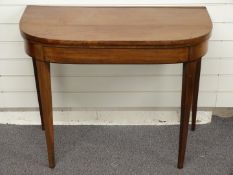 19thC mahogany fold over games table, W92 x D45 x H75cm