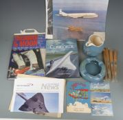 BOAC and other aviation ephemera including boxed BOAC jug and ashtray, fans, The Concorde Story