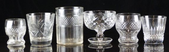 Twenty-four cut glass items including drinking glasses, sundae dishes etc