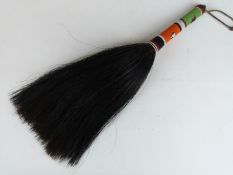 African tribal wildebeest fly whisk with beaded handle and suspension loop, probably Samuru,