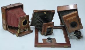 Thornton Pickard and other wooden plate cameras, accessories and parts, including one 'Imperial'