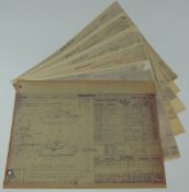 Six sets of Meccano blueprints/ construction diagrams, each approximately 38x51cm.