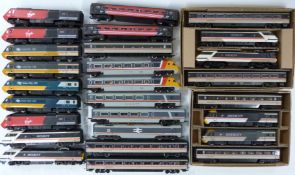 Twenty-seven Tri-ang and Hornby 00 gauge model railway HST Power cars, Trailer cars and coaches