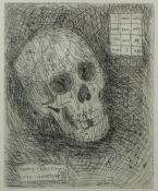 Damien Hirst (British b1965) skull etching, dated 2007 and signed 'Happy Christmas love Damien'. The