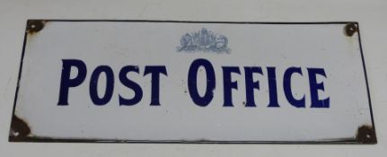 Post Office enamel sign with Royal coat of arms above, 19 x 50cm