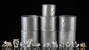 Ten Swarovski Crystal glass animals including two with metal mounts, seven in original boxes, some